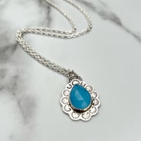 Image 3 of Handmade Sterling Silver Blue Chalcedony Pendant Necklace 925