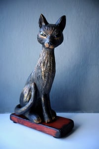 Image 5 of 'Sable' Black Cat Paper Clay Sculpture