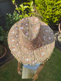 Image 4 of Dolly cowboy hat - recycled sari fabric gold silver