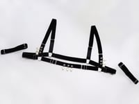 Image 6 of Velvet mini harness with heart-shaped beads and arm cuffs