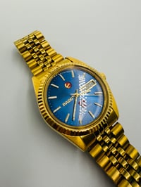 Image 6 of Rado Purple Horse Day Date Blue Dial Gold Plated Automatic Men’s Watch
