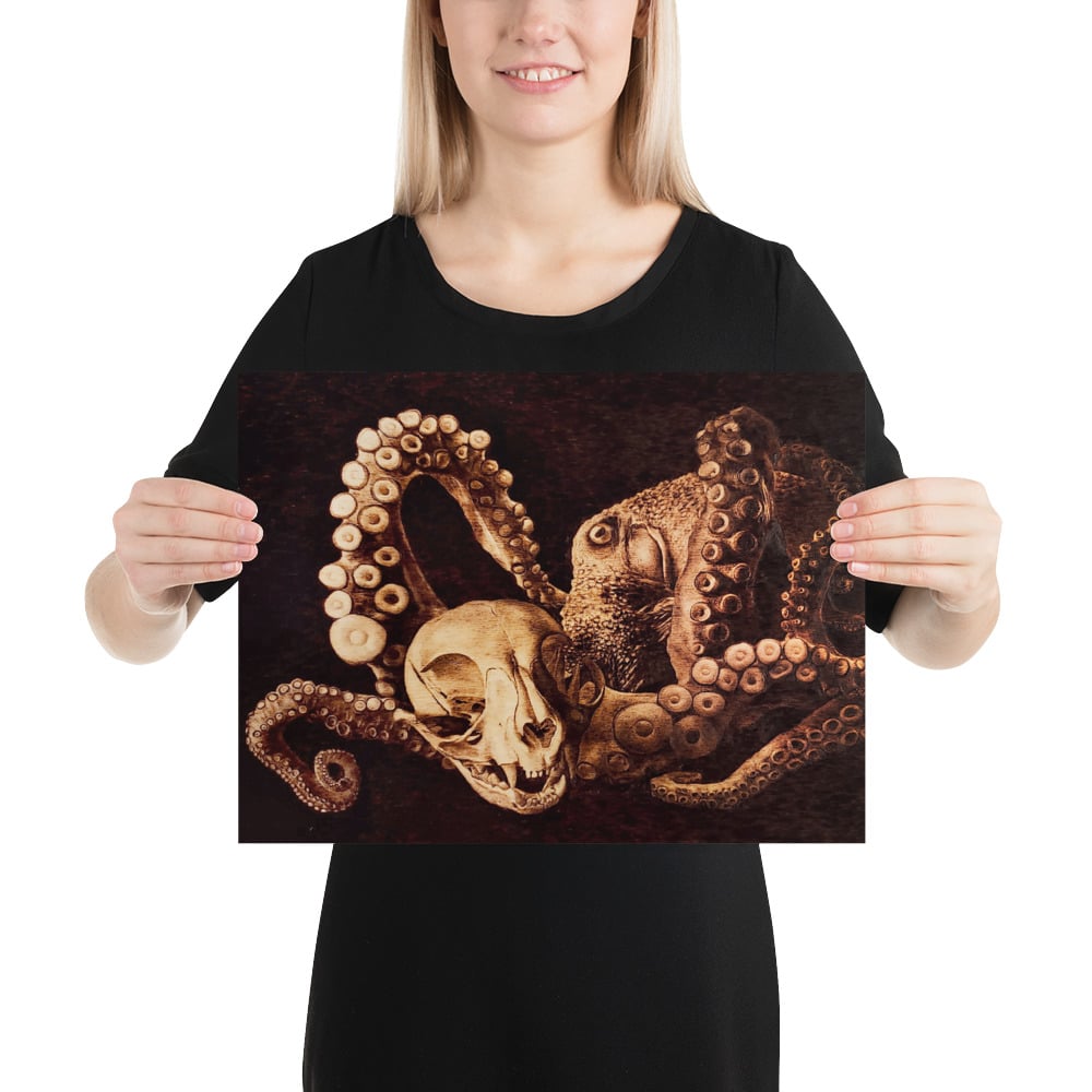 Photo Print: Octopus and Kitten Skull