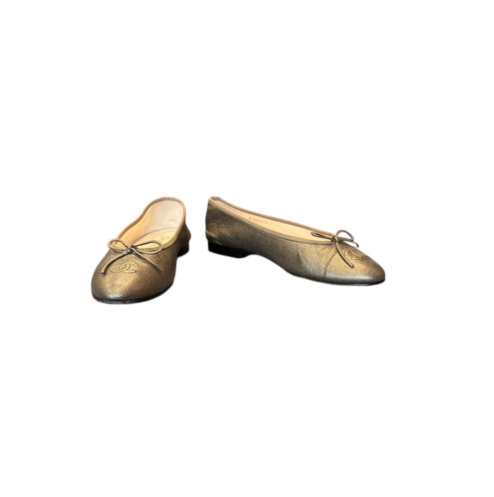 Image of Chanel Size 39.5 Metallic Ballet Flats 771-696