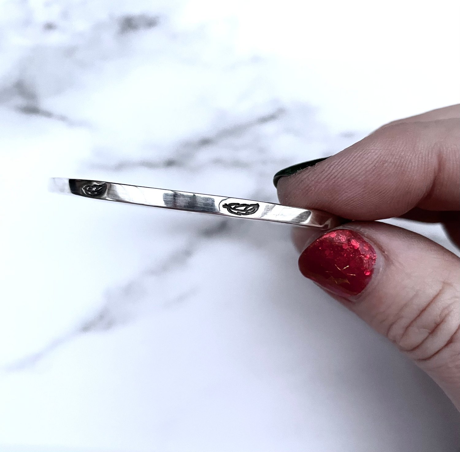 Image of Handmade Sterling Silver Feather Bangle 925 Hand Stamped