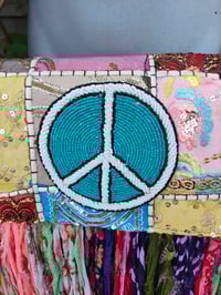 Image 3 of FRILL body cross Sari bag with ruffle -large detachable strap- Peace