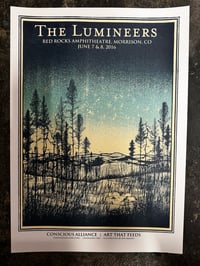 Image 2 of The Lumineers Red Rocks 2016 screen print poster by Jon Mackay 