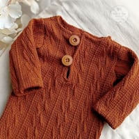 Image 2 of Shawn newborn romper - rusty brown | newborn photo props