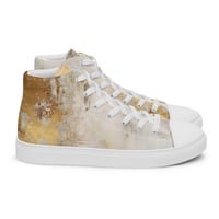 Image 1 of Tattered White and Gold Light Goth Women’s high top canvas shoes