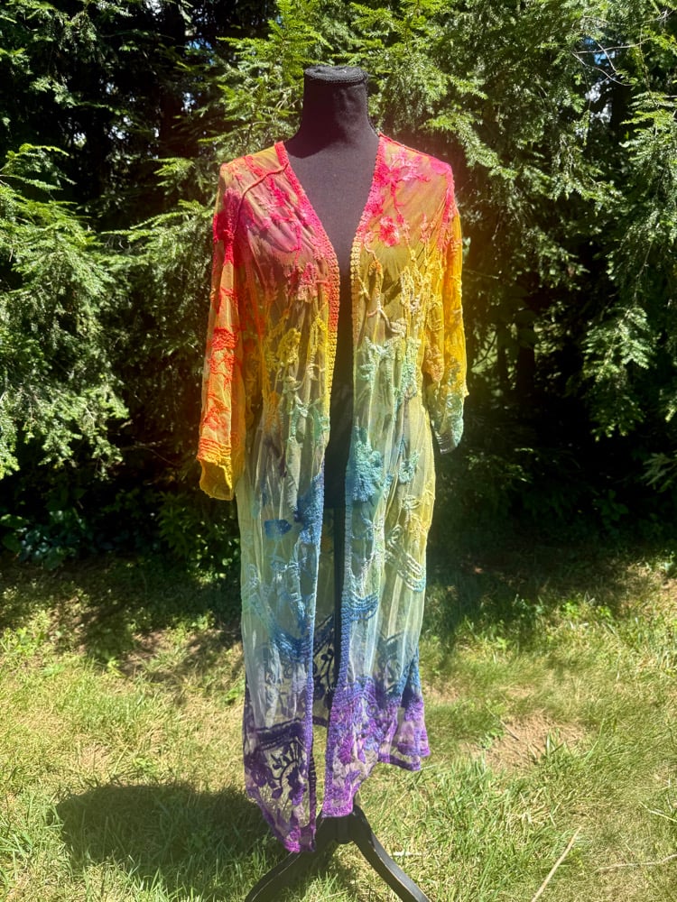 Image of (Free Size) Bright Rainbow Lace Cardigan