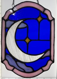 Image 3 of Crescent Moon & Stars Stained Glass Suncatcher