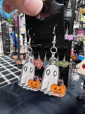 Ghost and Jack O Lantern  acrylic earrings Halloween Pumpkin