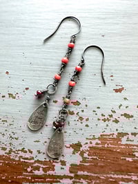 Image 11 of Italian coral and ruby follow your heart earrings
