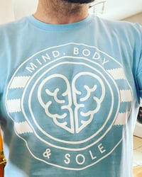 Image 1 of Sky Blue White Mind, Body & Sole T Shirt