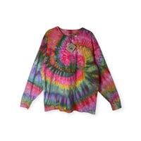 Image 1 of L Unisex Adult Soft Long Sleeve Tee in Euphoria Spiral Ice Dye