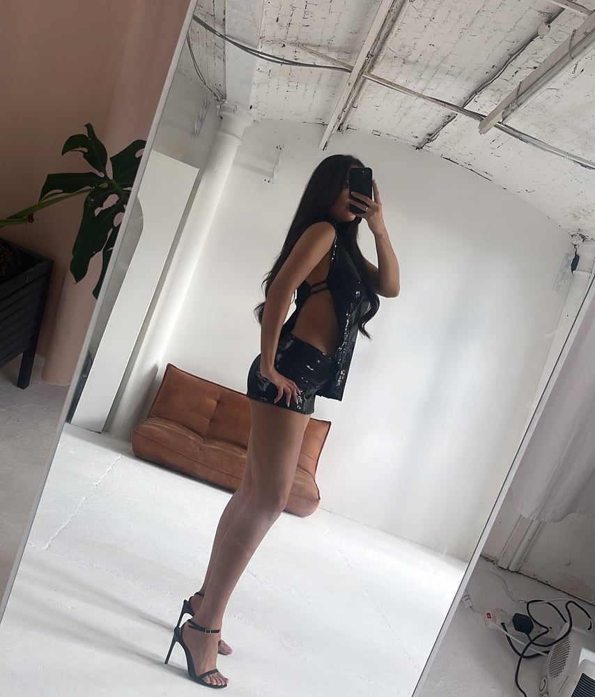 Image of Black asymmetric sequin top & mini skirt co-ord 