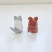 Image 5 of Teddy bear ponchos cat ceramic figurine (white gold version)