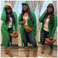 Kelly green long cardigan with pockets 