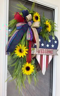 Image 3 of Patriotic Sunflower Welcome Wreath 
