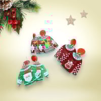 Image 2 of Festive Christmas Sweaters Trio Hanging Acrylic Earrings
