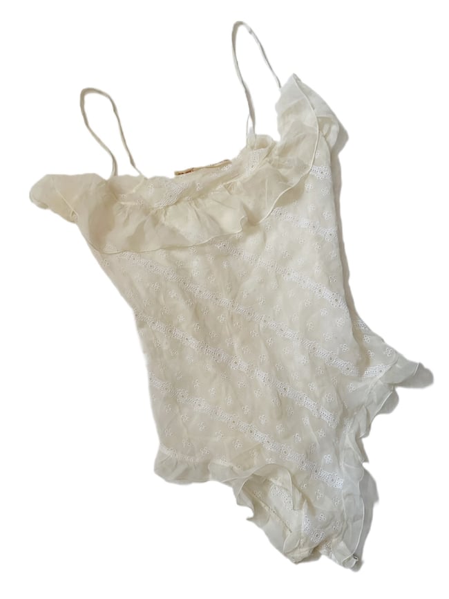 vintage tissue silk eyelet onesie