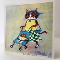 Image 3 of Small square art print -Baby cat 