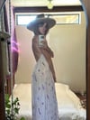 70s seashell low back maxi dress