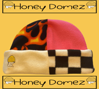 Flame/Pink/Checker/White fleece beanie