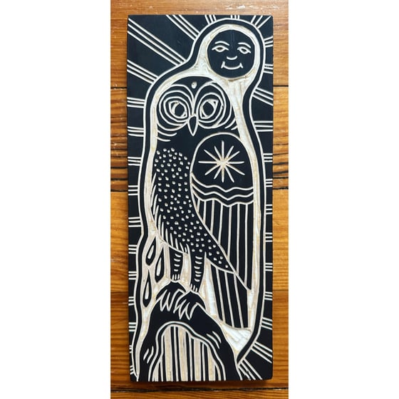 Image of Barred Owl and Moon