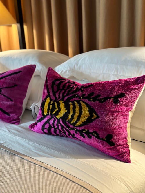 Image of Ikat Velvet Bee Cushion