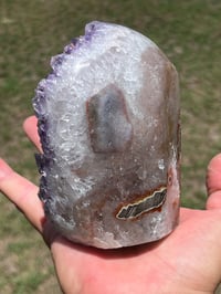 Image 4 of Amethyst Base Cut With Polished Agate #2494