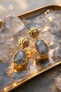 Image 2 of Textured Metal Grey Drop Earrings