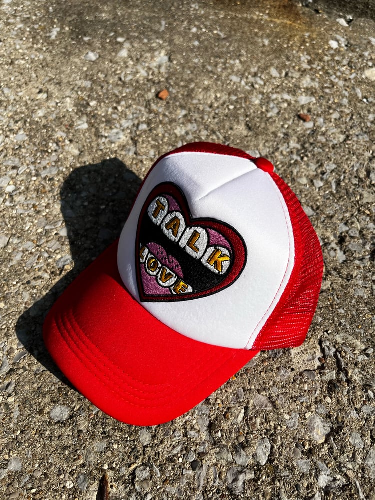 Image of Talk Love Red/White “Classic” Trucker Hat