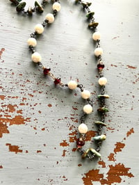 Image 1 of Boho Pearl And Garnet Necklace