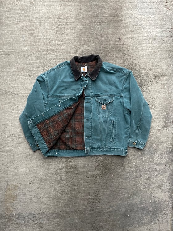 Image of Vintage 80's Carhartt Blanket Lined Jacket J10 Hunter Green