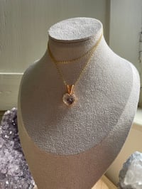 Image 4 of Gold Garden Quartz Heart Crystal Necklace