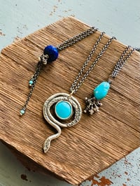 Image 9 of Kingman turquoise serpent talisman necklace