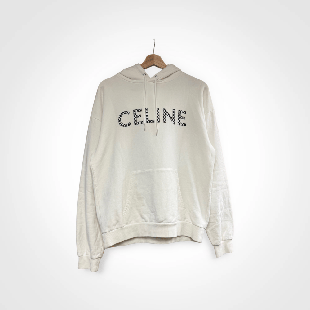 Image of Celine SS21 Damier Studded Logo Hoodie