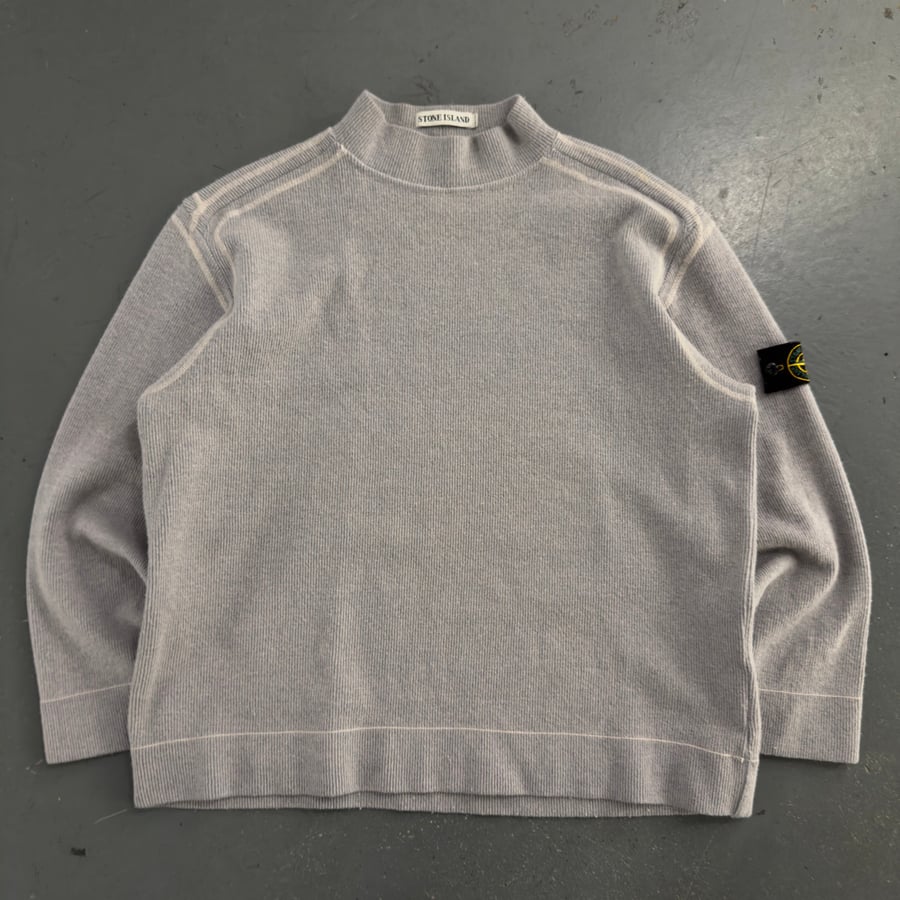Image of AW 2001 Stone Island ribbed heavyweight wool sweatshirt, large 