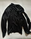 1970s Yves Saint Laurent noir silk tie neck blouse