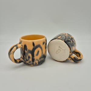 Image of ORANGE FLEUR HANDBUILT MUG - PAIR