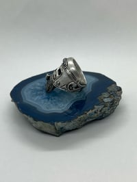Image 3 of Silver Skull w/ beard and helmet ring 