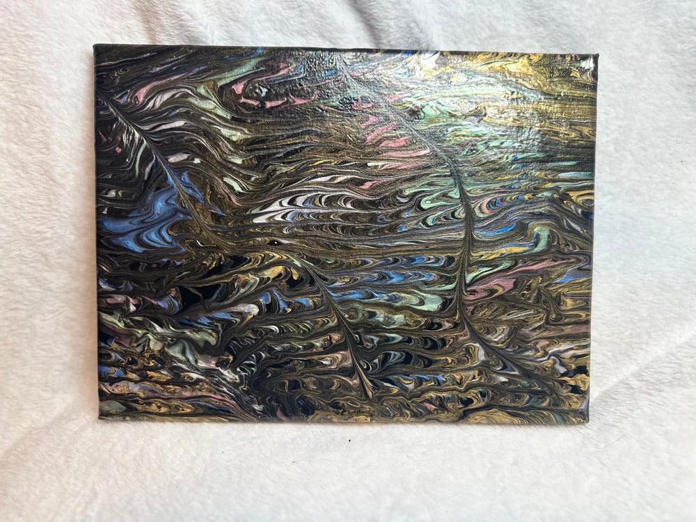 Image of #15 9x12 Black and Gold Lines Canvas