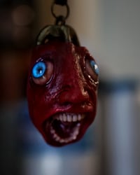 Image 17 of Egg of the King bleeding eyes pendant, adjustable cord, OOAK,