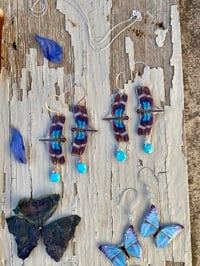 Image 2 of Blue Dragonfly Earrings with Natural Turquoise