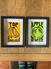 Image 1 of Fruity Series: Banana, Apple, Lemons (Linocut Prints)