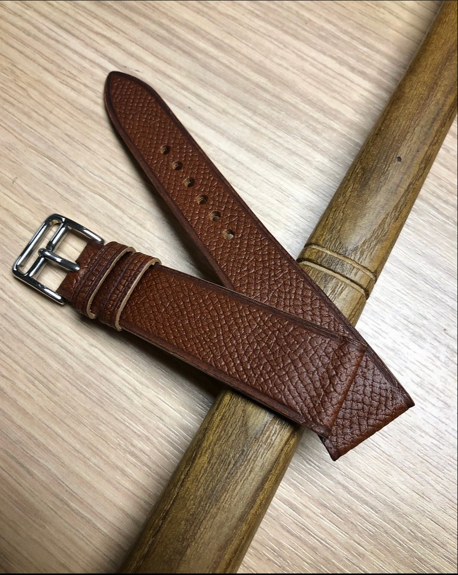 Image of Cognac French Grained Calfskin Watch Strap