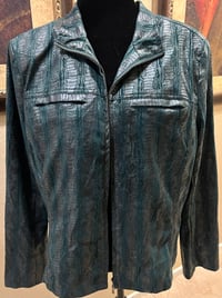 Image 2 of Vintage Green Snakeskin Jacket Steer Head