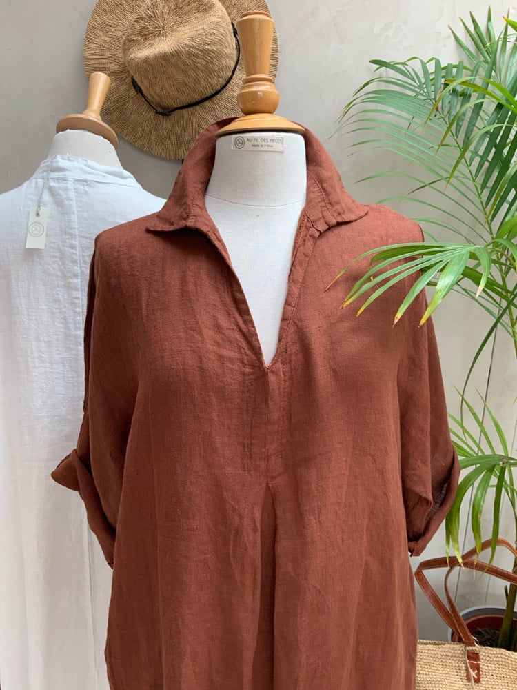 Image of Robe en lin Chloé Chocolat