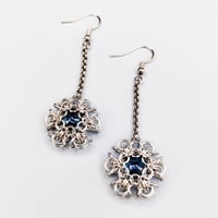 Image 1 of Blue Petite Pixie Snowflake Earrings