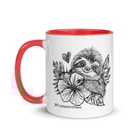 Image 13 of Tropical Flower Sloth Coffee Mug Line Art by CrystalsArtPaws